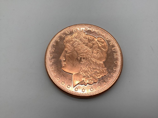 1 oz. .999 copper art round commemorating Morgan Dollar