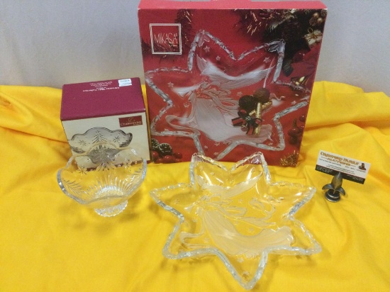 2 pc. Mikasa home decor w/ boxes ; Celebrations - Christmas bowl/ Angel Music serving platter