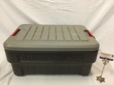 Rubbermaid Action Packer heavy duty plastic tub w/ lid, approx 12 x 17 x 25 in.