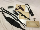 Lot of formal mens clothing accessories; bow ties, cummerbund, suspenders, see pics.