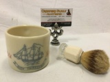 Vintage OLD SPICE collectible early glass shaving mug w/ shaving brush