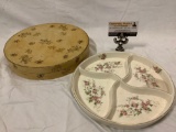 Vintage KC Porcelain snack plate w/ floral design, original box, made in Japan