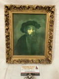 Vintage framed art print portrait of Rembrandt, proximately 9 x 11 in. IP