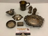 Lot of antique Sterling / weighted sterling silver decor, see pics.