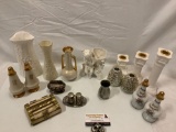 Nice mix lot of vintage/ modern home decor: Ronson crown table lighter, Cupid planter, EW happy