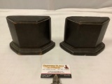 Vintage wooden bookends, approx 7 x 5 x 3 in. each.