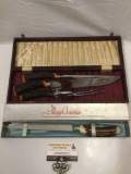 Lot of serving knives w/ bone handles: Kirks 3 pc. set / BL Marder Co. in boxes. INV 2190