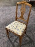 Vintage wood chair w/ floral print upholstery, Brooklyn New York, approx 18 x 18 x 37 in.