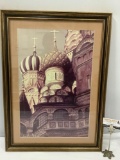 Framed vintage photograph of Russian architecture, St. Basil?s Cathedral, approx 22 x 30 in.