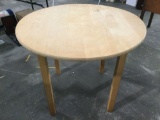 Pine wood round table, approx 36 x 29.5 in.