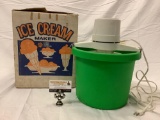 Vintage SEARS Ice Cream Maker W/ box, tested and churning, sold as is.