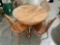 Wooden dining table with glass top cover, 4 wooden chairs, 1 made in Japan, approx 42 x 31 in.