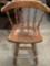 Vintage wood swivel barstool, approx 23 x 19 x 37 in.