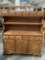 Vintage Bassett maple wood hutch , 4 drawers, lower cabinet, shows wear, approx 48 x 16 x 64 in.