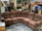 4 pc. Hughes Furn. curved sectional couch w/ brown upholstery, recline seats