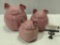 3 pc. lot of modern ceramic home essentials and beyond barnyard canister collection pink pig shaped