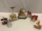 7 pc. lot of holiday decor: Christmas village houses, Milano Collection Angel clock and more.