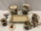 8 pc. lot of Home and Garden Party stoneware kitchen / table decor, approx 13 x 7 x 2 in.