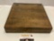 Vintage wood school desk pencil and paper box, approx 13 x 14 x 3.5 in.