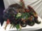 Large selection assorted sized hanging wreaths and autumn faux foliage plus 2 hangers