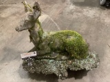 Vintage cement deer statue, shows weathering, approx 20 x 12 x 20 in.