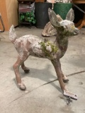 Vintage cement deer statue, shows weathering, approx 18 x 23 x 12 in.