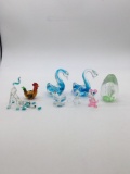 Nice collection of 8 glass and crystal animal figures and paper weight