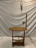 Vintage wood endtable/nightstand reading lamp, sold as is.