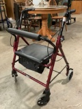 Drive rolling adult walker with seat, approx 22 x 34 x 25 in.