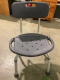 Adjustable EQUATE steel with plastic seat shower chair, approx 19 x 17 x 28 in.