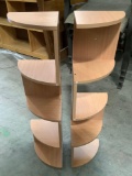 2 pc. lot of corner wall mounting shelves, approx 8 x 8 x 33 in. each.