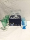Longchamp crystal bowl and 6 assorted glasses