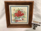 Framed strawberry art print by Freeman , approximately 12 x 12 in.