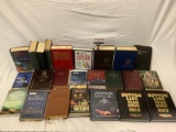 Lot of hardcover/ paperback books: Holy Bibles, New World dictionary, hymnals, Household Magic