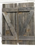 Pair of reclaimed wood decorative shutter style wall hanging art