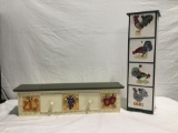 pair of Adorable decorative county wooden kitchen storage units w/ fruit and rooster art