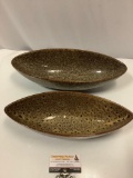 Pair of decorative ceramic centerpiece bowls, approximately 16 x 6.5 x 4 in.