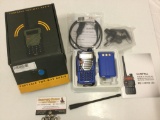 Portable Baofeng two-way radio UV-5R plus with box accessories and manual. Sold as is. Appears