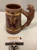 Washington State Cougars college ceramic mug, approx 6 x 6 x 6 in.