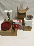 Lot of home decor all NIB candle , candle holder, 8x Votive , Salt and pepper, candle jar topper