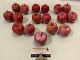 17 pc. lot of pink stone apples w/ plastic stem, approx 2 x 3 in.