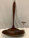 Vintage wood spoon shaped wall mounting display shelf, approximately 15 x 9 x 25 in.