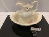 2 pc. Arnels ceramic pitcher and basin, approx 16 x 13 x 4 in.