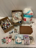Large lot of sewing accessories: needles, thread collection, fabric crafts and more.