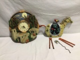 Pair of battery operated wall clocks with SW theme / horse has horse shoe pendulum