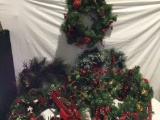 Collection of Christmas wreaths w/ 2 hangers