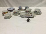 Lot of 9 tea cups and saucers / 5 are matching tea cups and saucers