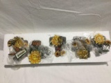 Set of nib metal and composite mini sunflower emoji style decorative items