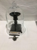 Nib large glass bell shaped dome with metal candle holder