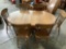 Vintage oak wood lion footed dining table w/ 2 leaf, 6 matching carved chairs, approx 47 x 72 x 30